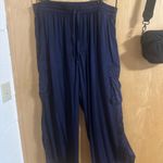 Aerie  Navy Wide-Leg Satin Trouser Photo 0