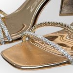 Badgley Mischka NIB Lillie Crystal Dual-Strapped Block Heels in Champagne, 7.5 Photo 9