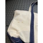 Vintage LL Bean Boat & Tote Bag Natural & Navy Trim Canvas Google Large‎ Photo 1