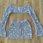 SheIn Womens  2 Piece Blue Crochet Set - S Photo 0