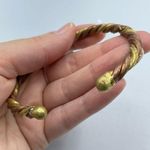 Bronze & Gold Tone Metal Twist Bracelet Cuffs Set of Two Photo 4
