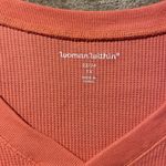 Woman Within  Shirt Womens 1x Plus Peach Ribbed Vneck Quarter Sleeve Orange Top Photo 1