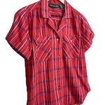 Willow Run Vintage Short Sleeve Red Striped Collared Button Down Pockets Size 10 Photo 3
