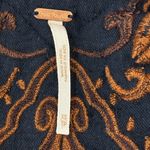 Free People  bell sleeve crop top size XS embroidered paisley pattern navy blue Photo 3