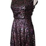 Adrianna Papell Hailey Logan  Skater Party Dress 9/10 Pink Sequin Sleeveless New Photo 4