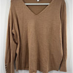 Chico's XL Balloon Long Sleeve V Neck Sweater Brown Womens Lagenlook Minimalist Photo 0