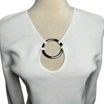 Cable & Gauge White Ring Cutout Stretch Knit Top M | Y2K Minimalist Clean Girl Photo 4