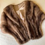 Vintage Light Brown Fur Stole Wrap Satin Lining Pockets Elegant Evening Shawl Size undefined Photo 6