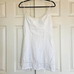 Reformation  The Andie Mini Dress White Linen Blend Ruffle Bustier Smocked Back 8 Photo 4
