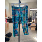 Pink Lotus Women's Teal Pink Geometric Capri Leggings Size M Photo 1