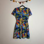 J.Crew  Mercantile Women’s Blue Floral Faux Wrap Front Mini Dress Photo 5