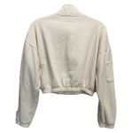 Forever 21  Cream/Hot Pink Crop 1/4‎ Zip Sweatshirt Size M Long Sleeve Collar Photo 3