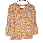 Anthropologie  Maeve Women’s Size‎ Small Orange Printed Button Front Top Photo 0