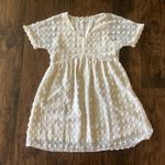 Kirundo White Swiss Dot Chiffon Babydoll Short Sleeve Dress Photo 3