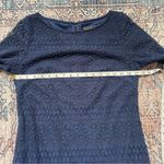 Jessica Howard  Lace Overlay 3/4 Sleeve Elegant Navy Lace Sheath Dress Size 8 Photo 6
