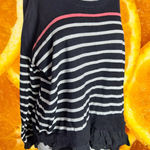 Torrid ‎ Women's Black White Stripe Pullover Ruffle Hem Sweater Size 00 Photo 0