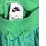 Nike Womens M Shorts Green Blue Swoosh Fleece Athletic Pull On Comfort Casual Photo 2