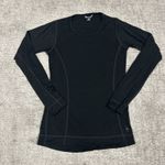 Smartwool Top Womens Small Merino Wool Blend Base Layer Black Skiing Shirt HOLES Photo 0