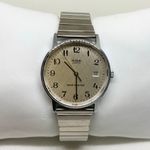 AQUA Acqua vintage date watch silver tone 32mm round case quartz stretch band running Photo 0