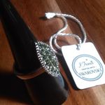 Peridot Color Swarovski Crystal Stainless Steel Celestial Fern Ring (Size 7) Photo 13