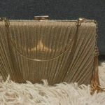 Gold Glitter Clutch Purse with Crossbody Chain and Handle Photo 0