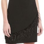 Harper Rose Solid Black Sleeveless Faux Feather Fringe Sheath Dress Size 4 Photo 2