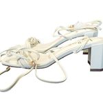 Lulus Jazey White Lace Up Heel Sandals Womens 6.5 Pumps Wedding Bridal Shoes Photo 1