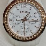 Relic  women white rose gold tone wrist watch 37mm case day date hours running Photo 2