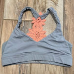 Aerie  Gray with Coral Flower Lace Sports Bra Photo 0
