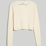 Madewell Fine Ribbed Supercrop Crewneck Long-Sleeve Tee Antique Cream size M Photo 3