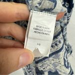 Lucky Brand Blue Floral Print Lace Up Neckline Boho Blouse Women’s L Cap Sleeve Photo 5