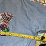 PARIS HENLEY size XL women's Vegas gambling LS button down casino drinks cards Blue Photo 6