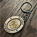 Aloha Hawaii Vintage Spinning Keychain Silver Photo 1