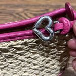 Brighton Straw & Pink Leather Vintage Purse adjustable strap crossbody B31 Photo 5