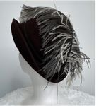 American Vintage Vintage 50-60's Bellini Originals Black cocktail tilt Hat Silver Feather Accent Photo 5