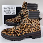 Timberland LONDON SQUARE HIKER ANKLE BOOTS WOMENS SIZE 6 LEOPARD PRINT BROWN SHE Photo 0