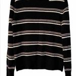 Equipment  Striped Long Sleeve Button Shoulder Women’s Black Sweater Size Small Photo 0