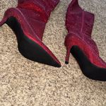 Shoe Dazzle Red Bedazzled Heeled Boots Size 9 Photo 3