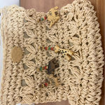 Cappelli Straworld Inc,‎ Wooden Animals Woven Straw Crossbody Bag Handmade Tan Photo 1