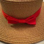Tennis Canada brand women’s straw hat with red band. Tan Photo 2