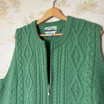 Vintage Aran Crafts Ireland green merino wool cable knit full zip sweater vest Size XXL Photo 5