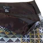 Etcetera Italian Brown Embroidered 100% Silk Geometric Pattern Womens skirt 6 Photo 4