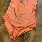 Mosmann Australia One Piece Swimsuit Sz Medium Shimmer Orange Deep Vneck Photo 5