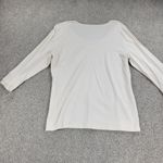 Vintage Womens Shirt XL White Scoop Neck Long Sleeve Ruffle Cuffs Pullover Photo 1