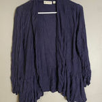 Versona  Navy Crinkle Open Front Cardigan Size Large Photo 0