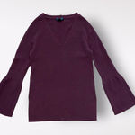 J.Crew Maroon Bell Sleeve V-Neck Wool Blend Sweater Size S Photo 0