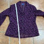 Pendleton  Womens Blazer Wool Mix  ButtonUp Maroon & Black Floral Vine size XL Photo 10