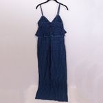 NEW Anthropologie ETT:TWA Cotton Blend Pin Stripe Ruffle Jumpsuit Jumper Blue XS Photo 1