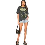 Free People Daydreamer Vintage Black Yellow Nirvana Smiley Oversized T-Shirt Photo 18