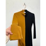 ROSETTA GETTY Black Tan Two Tone Cotton Jersey Colorblock Turtleneck Dress sz M Photo 5